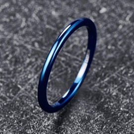 Vakki 2 mm Black/Blue/Silver Tungsten Carbide Wedding Band for Men/Women, Comfort Fit Sizes 52 to 67 (16.6-21.3 mm), Tungsten, blue