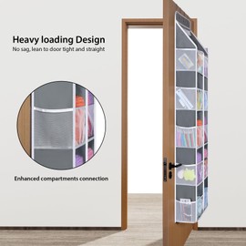 Univivi 6 Tiers Hanging Yarn Storage Organizer, Large Knitting Organizer with 12 Deep Clear Pockets & 10 Mesh Side Pockets, Over The Door Yarn Holder for Crochet Hooks, Knitting Needles, Accessories