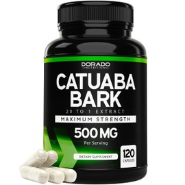 Catuaba Bark Extract 10,000mg Per Serving (120 Capsules) (Erythroxylum Catuaba) 3rd Party Tested - Drive & Stamina - Made in The USA - Gluten Free & Non-GMO - Vegan - For Men & Women - (120 Capsules)