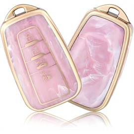 OFFCURVE Funda para Llavero para Toyota, Protector de Llave, Carcasa de TPU Suave Compatible con Accesorios Toyota Camry RAV4, Highlander Corolla Avalon C-HR Prius GT86 (Rosa)