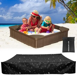 flintronic Sandbox Cover Square, Sandpit Covers Waterproof with Drawstring, Waterproof Sand Pit Cover Dustproof Protection, Oxford Cloth Sandbox Cover for Sandpit and Furniture, 120x120cm - (Black)