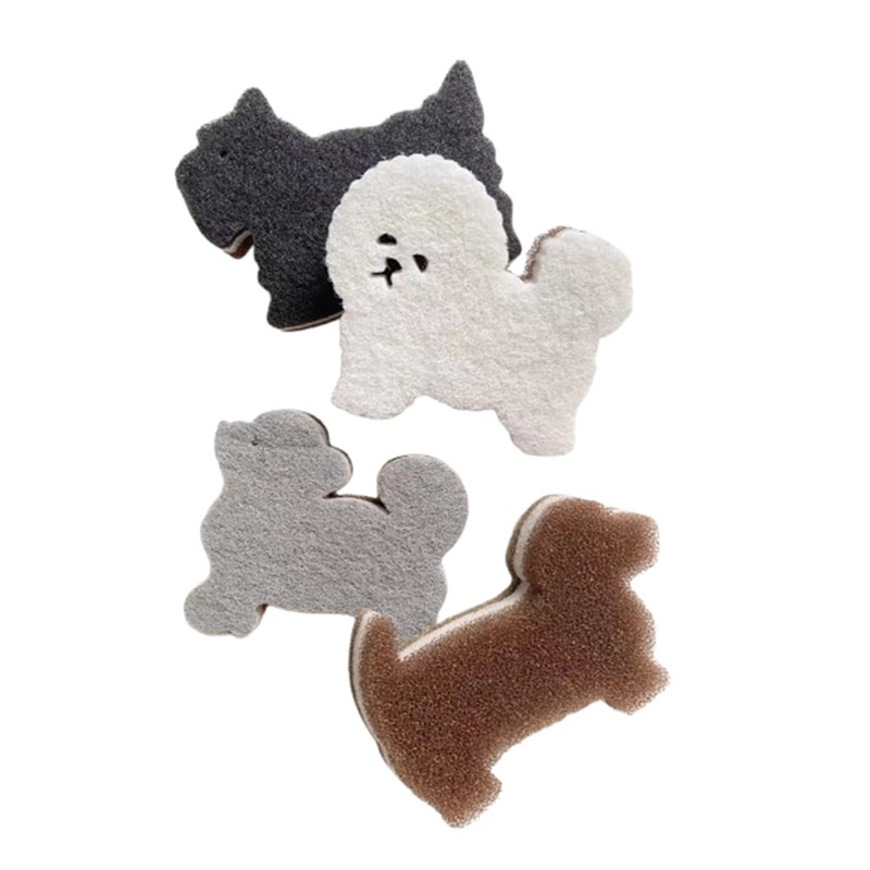 Kitchen Sponge Cute Dog Sponge Three-Layer Dog Cleaning Sponge Pet