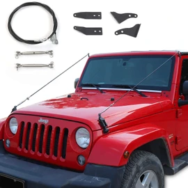 JeCar Limb Risers Kit Hood Protective Sub-line Branches Brackets Exterior Accessories for 2007-2018 Jeep Wrangler JK JKU, 2PCS
