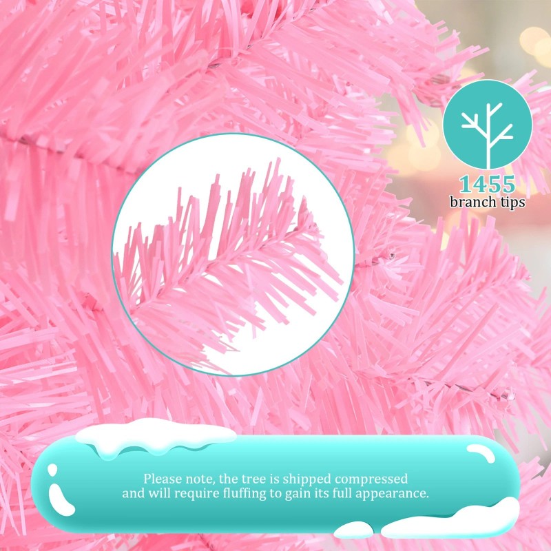 6ft Artificial Christmas Tree with 1455 Branches & Metal Stand