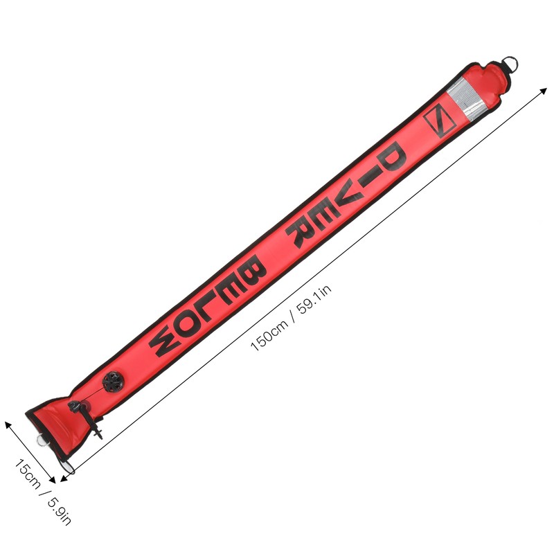 150x15cm Scuba Diving Surface Marker Buoy High Visibility Inflatable Surface