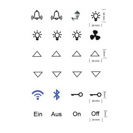 Switch Sticker Set with 24 Stickers Light Stickers and Fan Bell Arrows Stickers (RP 24/2) (14 mm)