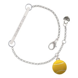 Delight Jewelry Silvertone Large Tennis Ball - Class of 2026 Delicate Bar Bracelet, 8.5"