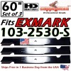 For Exmark COPPERHEAD 3-PK 60" HD BLADES EXMARK 103-2530, 103-2530-S,