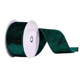 Vickerman 2.5" x 10 yd Sea Blue Velvet Ribbon, Seasonal Christmas Ribbon for Gift Wrapping, Tree Decor