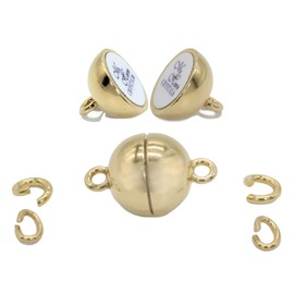 My Home Crystal - Ball Magnetic Clasp, Chain Extension 925 Silver, 24 Carat Gold-Plated with Strong Magnet and Shrink-Wrapped Eyelet