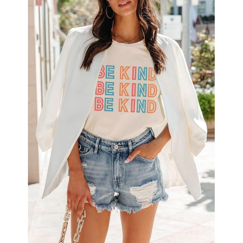 Be Kind T Shirts Women Graphic Short Sleeve Casual Cotton