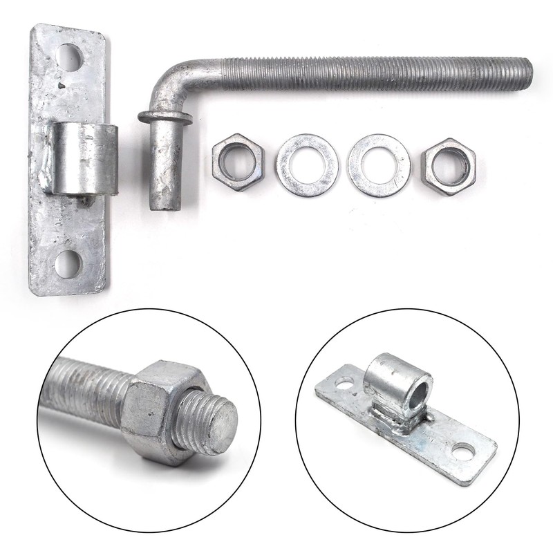 (4 Pack) 6'' J-Bolt Post Hinge, Heavy Duty Galvanized Gate