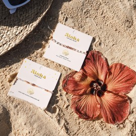 Lotus and Luna Maui 4mm Healing Bracelet with Real Stones Cherry Quartz, Strawberry Quartz, Rose Quartz, Mother of Pearl (Maui)