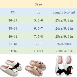 XHLIZHU Fluffy Animals Slippers, Women Girls Winter Warm Cute Cartoon Non Slip Home Indoor Slippers, Dachshund Slippers, 7.5-8
