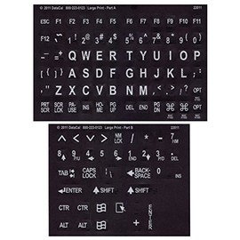 Large Print-Braille Keyboard Labels- White on Blk