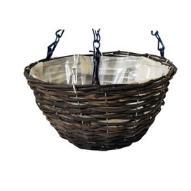 Kingfisher 14 inch Dark Rattan Hanging Basket