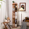 YOWOS Rotating 360 Display Spinning Bookshelf Tower, Bamboo Floor Standing