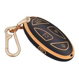 AIOEUOIA For Hyundai Key Fob Cover With Keychain Keyless Entry Remote Control Key Fit For 2023 2024 Hyundai Ioniq 6 Grandeur GN7 KONA (Black-5B)