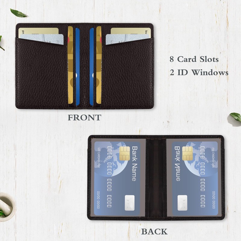 Feelorna Slim Wallet for Men, Compact Cards Case Leather Wallets