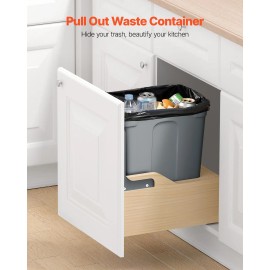 35QT Under Cabinet Soft-Close Kitchen Waste Bin Pullout Trash Can for KitchenTrash Can Capacity: 35 Qt