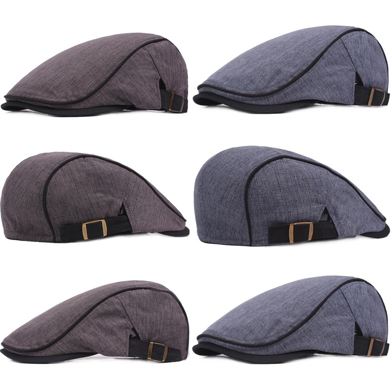 HNJKJEU Peaked Caps for Men Flat Cap Adjustable Cotton Flat