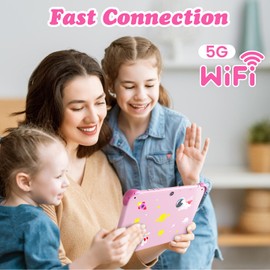 okulaku Children's Tablet 10 Inch Tablet for Children with Case Stand, Children's Android Tablet 32GB ROM 64GB Expandable with WiFi 6 IPS Screen Child Lock Kids App Kids Tablet 3-12