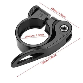 Abrazadera Sillin, Abrazadera de tija de sillín de bicicleta, abrazadera de poste de sillín de aleación de aluminio de liberación rápida para poste de asiento de 25.4mm(black)