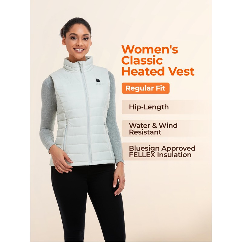 ORORO Women's Lightweight Heated Vest with Battery Pack (White,L)