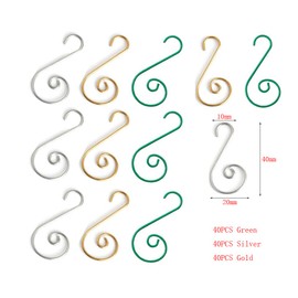 WYAN 120 pcs Christmas Bauble Ornament Hooks, Mini Metal Decoration S Hooks for Xmas Tree Decoration(Gold/Silver/Green,4×2cm/1.6×0.8inch)