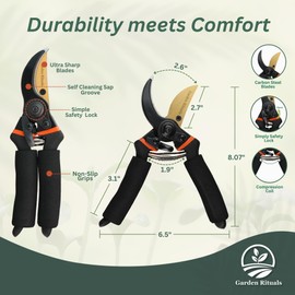 Premium Heavy Duty Pruning Shears for Gardening | High-Grade Titanium Steel Garden Shears for Tree Trimming, Indoor Plants & Roses | Versatile Bypass Pruning Shears for Small & Large Plants