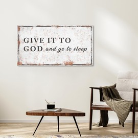 Christian Wall Art - Religious, Inspirational Wall Decor & Family Wall Decor - Bible Verses Wall Decor, Kitchen, Bedroom & Living Room Decor, Scripture Quotes Art, Ready to Hang (Give it to God and Go