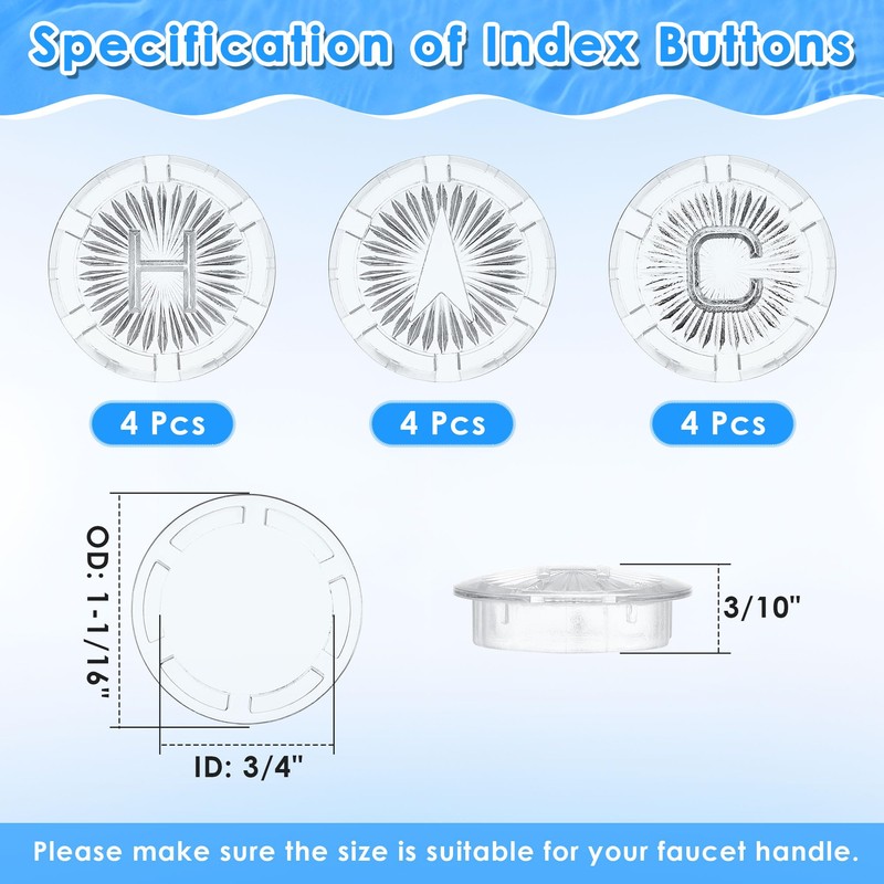 Dreyoo 4 Pack Faucet Index Buttons, Compatible with Gerber 94-445