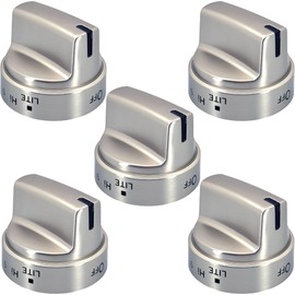 5 Pack of WB03X24818 Stove Knob – Premium Stainless Steel Stove Knob Replacements – Reinforced D-Shape Hole – Burner Range Replacement Knobs Compatible with GE Gas Stoves