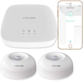 Smart Motion Sensors, YoLink 1/4 Mile World's Longest Range Wireless Indoor Motion Detector Compatible with Alexa IFTTT, Movement Detector App Alerts Remote Monitor, 2 Pack, YoLink Hub Included