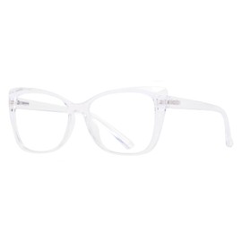 OWTXIS Oversized Cat-Eye Reading Glasses for Women Men, Lightweight Large Readers Trendy Eyeglasses (Transparent, +1.50)