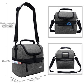 MIER Lunch Bag 2 Decks Cooler Bag Men Women Insulated Lunch Box Bag for Work Travel Picnic Daytrip, 13L, Grey