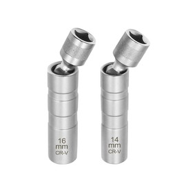 YSIL 14MM & 16MM Thin Wall Magnetic Swivel Spark Plug Socket 12-Point 3/8 Inch Drive Spark Plug Socket Removel Tool 4" Length Compatible with Most Cars Motorcycles SUVs