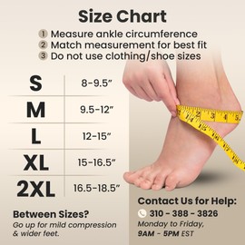 KEMFORD Ankle Compression Sleeve - Plantar Fasciitis Braces - Open Toe Compression Socks for Swelling, Sprain, Neuropathy, Foot Arch Support for Men and Women - 15-20mmhg, 2XL, Beige