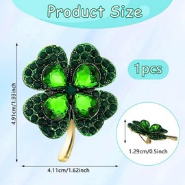 Axmerdal Crystal Rhinestone Flower Bouquet Brooch Pin, Gold Tone, Large (green clover leaves-2pcs)