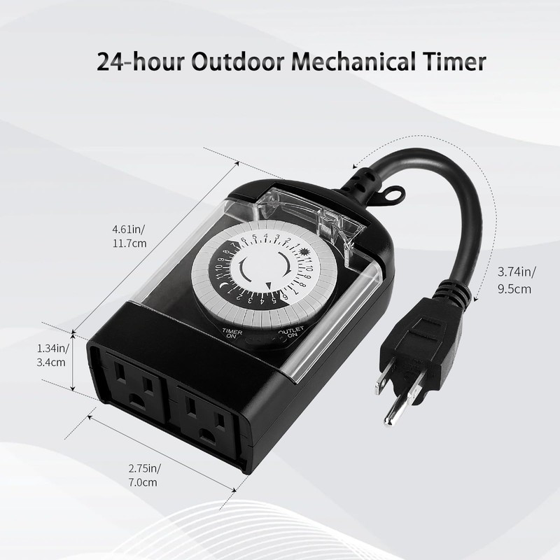 M EGA MEGACUBE Outdoor Timer Outlet Waterproof, 24 Hour Mechanical