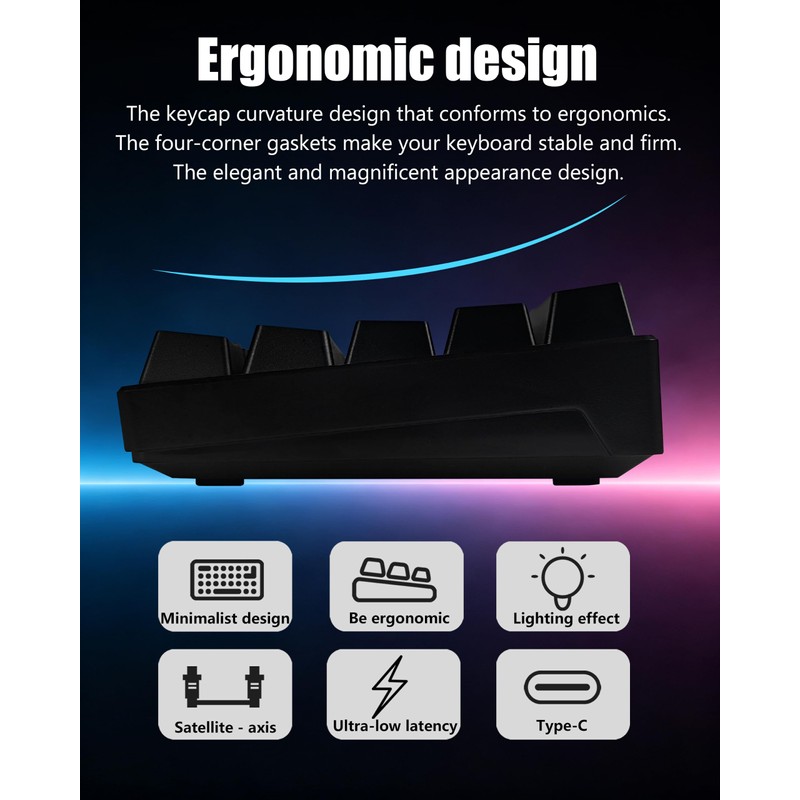 60% Mechanical Keyboard, RGB Mechanical Gaming Keyboard, Blue Switch