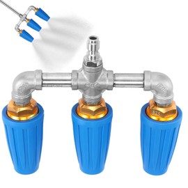 Triple Nozzle Pressure Washer 4000 PSI 3 in 1 Pressure Washer Nozzle with 1/4" Quick Connector 360° Rotating Pressure Washer Tip Time Saving for Cleaning Driveways Walls Decks