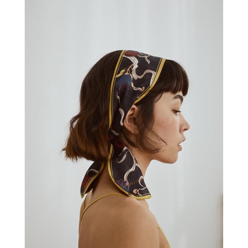 "Dream" Silk Twill Neck Bow - Black