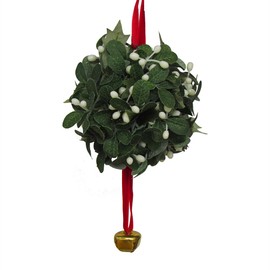 Kurt Adler Mistletoe Ball Ornament Set of 2 Ornaments, 9"