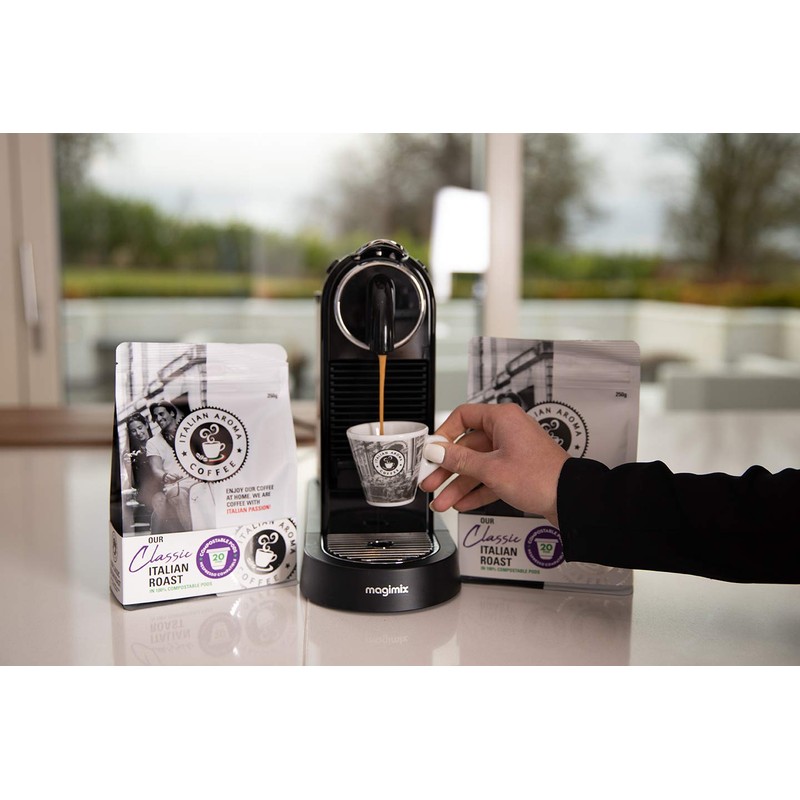 Italian Aroma Coffee in Capsule/Pod form - 20 Compostable Capsules.