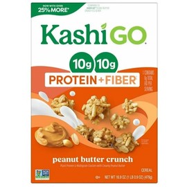 Generic.Kashigo.Cold Breakfast Cereal - Vegan Protein - Fiber Cereal - Peanut Butter Crunch -16.9 Oz Box (2 Boxes)