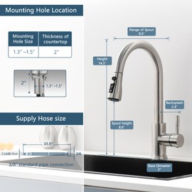 GIMILI Kitchen Faucet with Pull Down Sprayer Single Hole Kitchen Sink Faucet Suitable for Farmhouses RV Laundry Room Outdoor and Campers Brushed Nickel