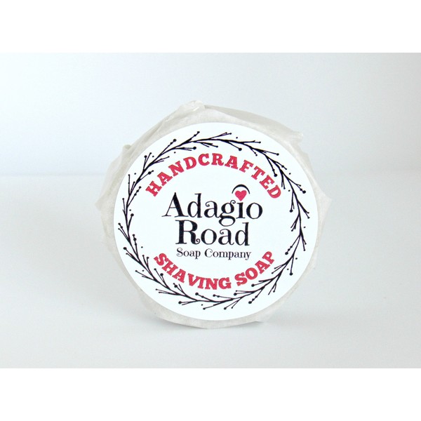 Adagio Road Kokum Tallow with Goat's Milk Shave Soap Puck- 101-6 BLACK TIE (notes of Peppercorn, Leather, Patchouli, Musk & Citrus)