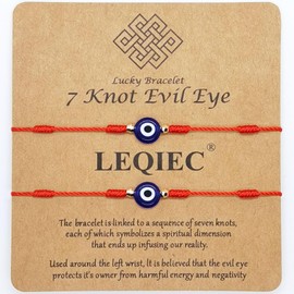 LEQIEC Evil Eye Bracelet for Women Men Kabbalah 7 Knot Red String Protection Blue Bracelet Mal Be Ojo Mexican Energy Luck Boy