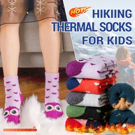 Eocom 6 Pairs Children's Winter Warm Wool Animal Crew Socks Kids Boys Girls Socks(4-7 Years,Heart Animal)